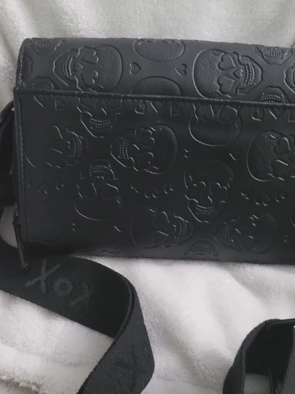 Betsey Johnson Black Embossed Skull Crossbody Bag